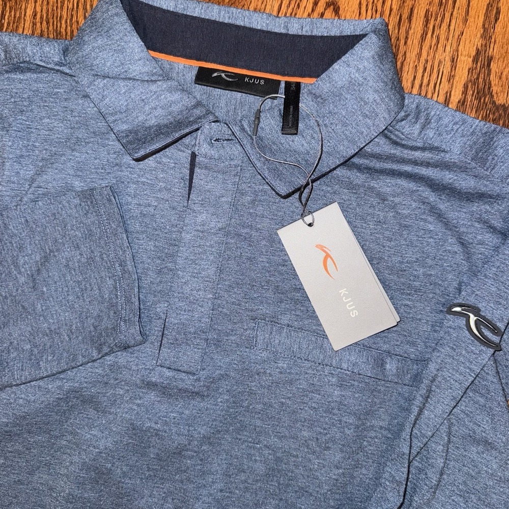 NWT KJUS Inverness Long Sleeve Polo Men's‎ 54 XL Blue Cashmere Blend Performance